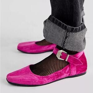 Free People Velvet Mystic Mary Jane Flat Fuchsia Fizz EU 37.5